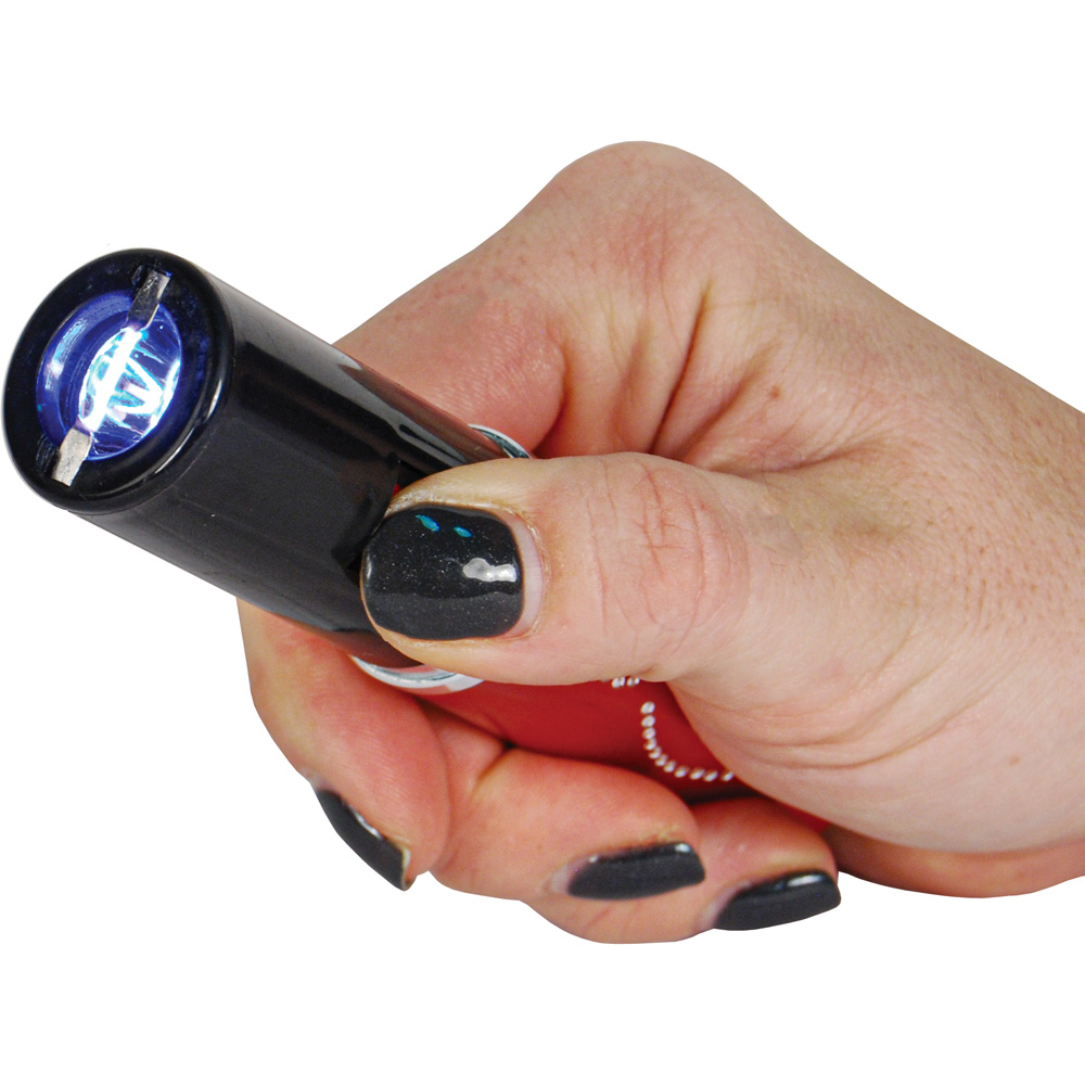 25,000,000 Volt Rechargeable Lipstick Stun Gun with Flashlight, red view 2